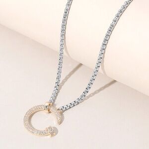 14K Two Tone Bent Nail Necklace